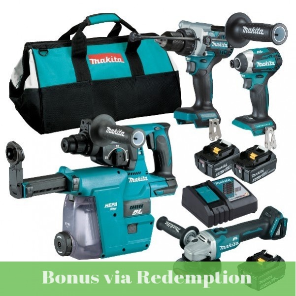 Makita DLX4148TX1 - 18V 5.0Ah Li-Ion Brushless 4 Piece Combo Kit